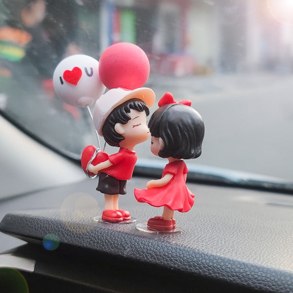 Cute Anime Couple Kiss Balloon Dashboard Figurine Car Ornament Accessories Gifts
