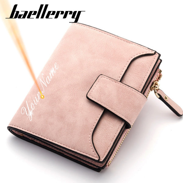 Fashion Women's PU Leather Wallets with Free Name Engraving & Card Holder