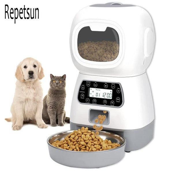 3.5L Smart Auto Feeder, Stainless Steel Bowl, Timer for Cats & Dogs