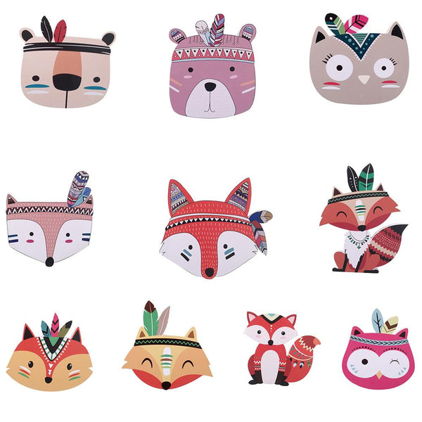 Kids Room Nordic Style Wood & Plastic Cartoon Animal Head Wall Decorations - Perfect Children Gift!