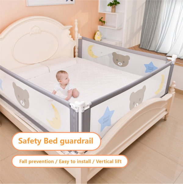 Foldable Baby Bed Barrier Fence: Adjustable Safety Guardrail for Kids Home Playpen & Crib Security.