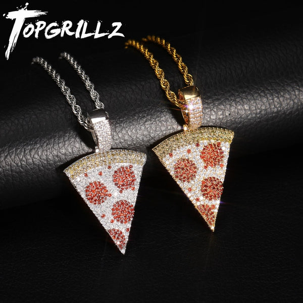 Women

TOPGRILLZ Iced Out Pizza Pendant &amp; Necklace - Copper, Gold, Silver Color with Micro Paved Cubic Zircon - Hip Hop Jewelry Gift For Men & Women