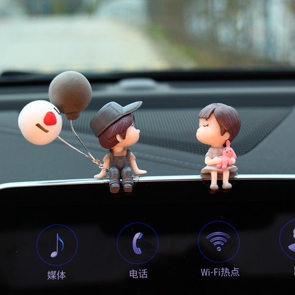 Cute Cartoon Couples Figurines Car Decor Dashboard Accessories Girls Gifts