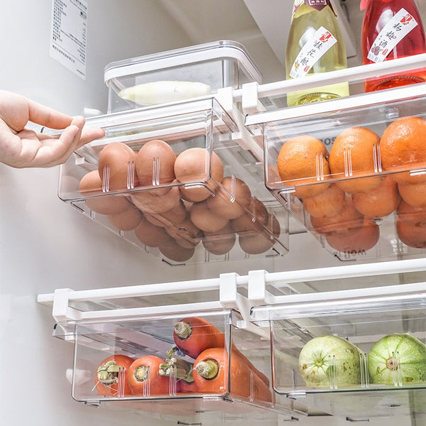 Tvarkyklės šaldytuvas šviežiai saugoma dėžutė: virtuvės reikmenys, vaisių ir daržovių laikymas, ištraukiamas, skaidrus plastikas