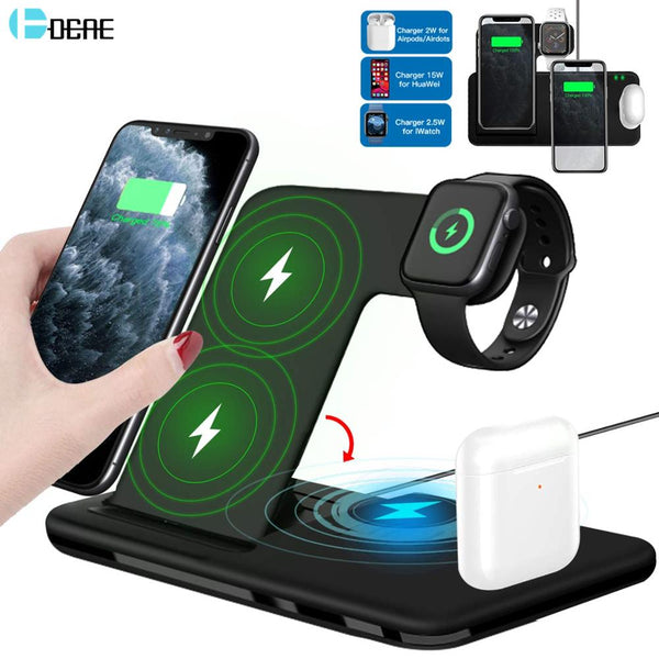 and iPhone

15W Fast 4-in-1 Foldable Wireless Charging Station for iPhone 12, 11, 8, Apple Watch, Airpods Pro