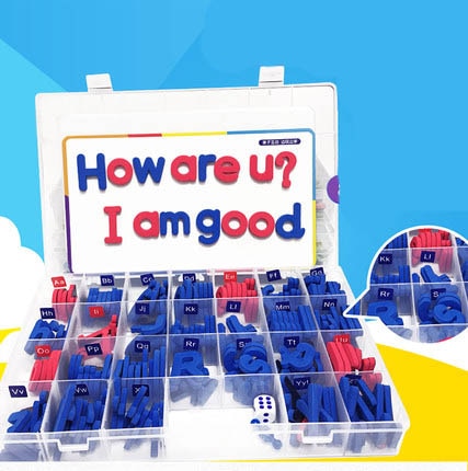 Magnetinio putplasčio ABC abėcėlės rinkinys su magnetine lenta, skirta vaikų rašybos ir mokymosi žaislams
