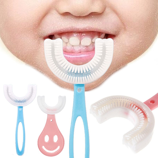 Kūdikių dantų šepetėlis 360° U formos, skirtas vaikų dantims ir burnos priežiūrai