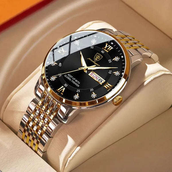 2023 Men's Sport Chronograph Luminous Quartz Watch w/ Stainless Steel Band + Box