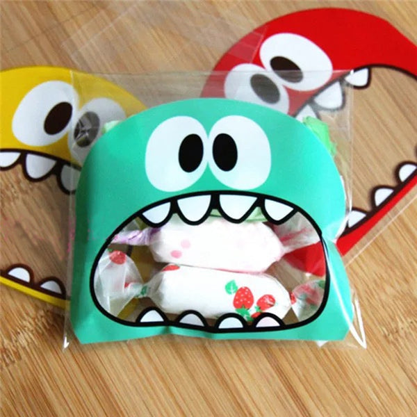 50 PCS Cute Monster Cookie Candy Bags For Biscuits Snack Baking Xmas Decor