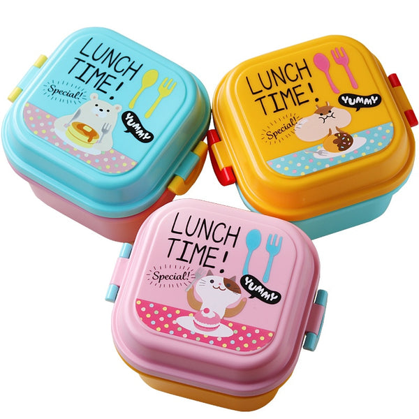 Cartoon Healthy Plastic Lunch Box Oven-Safe Bento Boxes Food Container Kids-Friendly Dinnerware