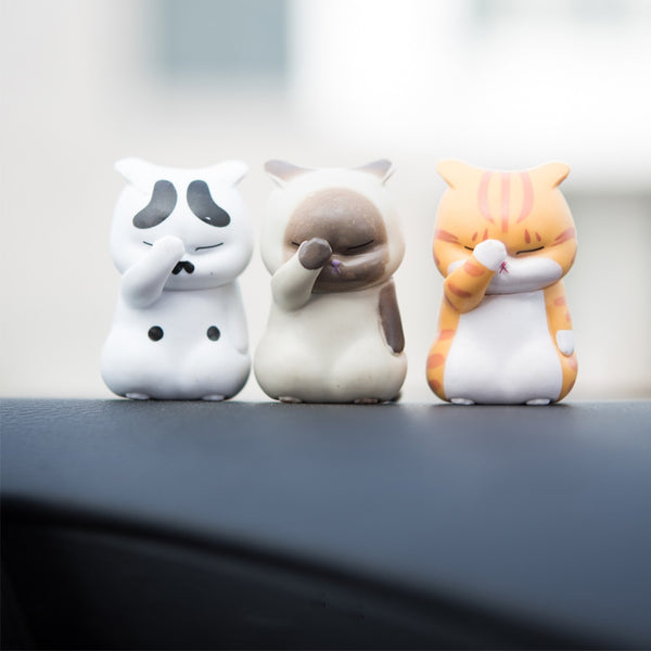 Cute Cat Figurine Miniature Cartoon Animal Decor Craft Ornament Micro Landscape Kawaii Desk Car Interior Accessory