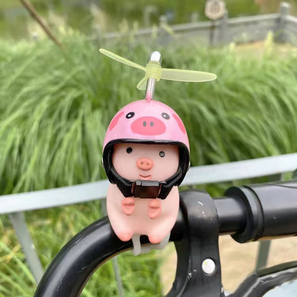 Cute Pink Pig w/Helmet Propeller Windbreaker for Road Bike Motorcyclists