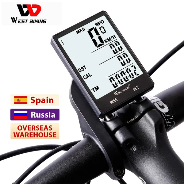 West Biking Bicycle Cycling Computer Waterproof Digital Speedometer Odometer Backlight Stopwatch