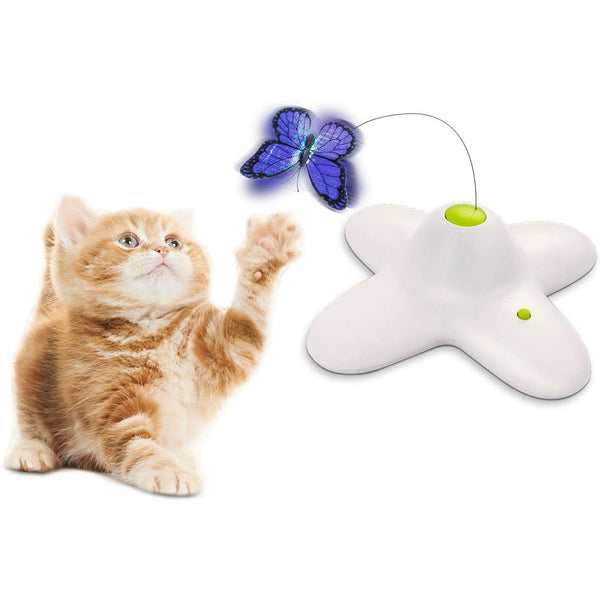 Automatic Cat Toy 360° Rotating Motion Activated Butterfly Interactive Flutter Bug Puppy Pet Flashing Toys