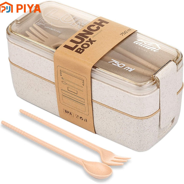 Kids Bento Box: Leakproof Lunch Containers + Chopsticks, Dishwasher & Microwave Safe!