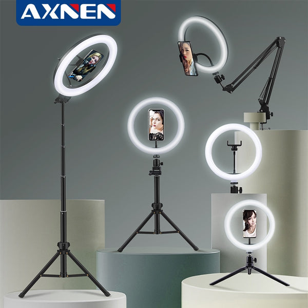 Desktop Selfie Ring Light with Tripod Stand and Mobile Holder for Live Streaming and Makeup.